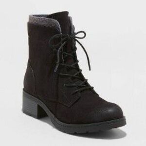 Universal Thread Black Lace-Up Boots, NWT